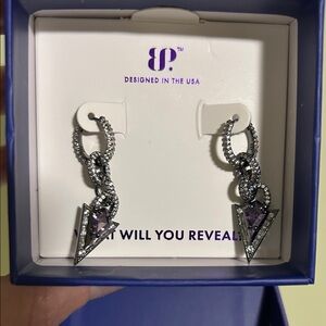 Sirens collection earrings.  Amethyst stone on Hematite.